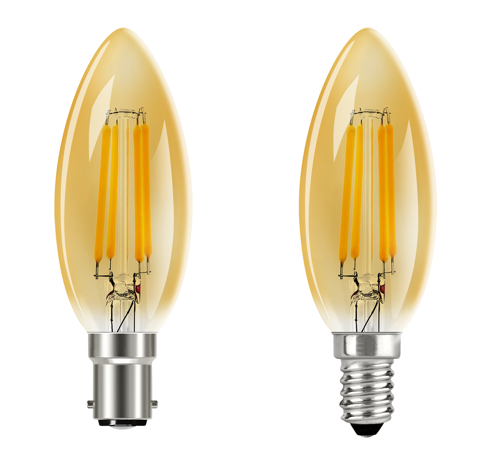 Amber C35 LED filament bulb ERP 2.0 B15d E14 E27 2W 4W 6W